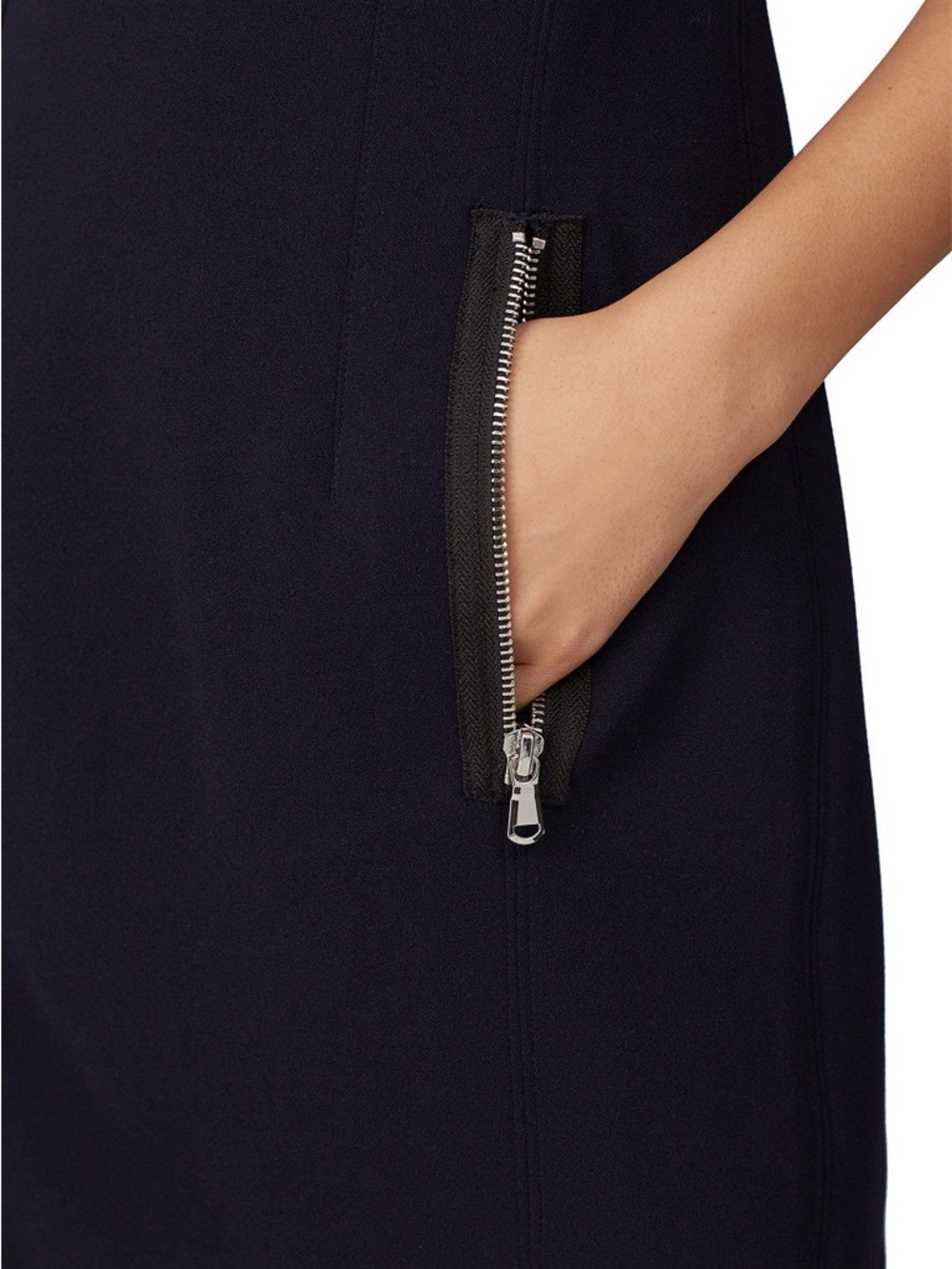 Kaufmanfranco KF Collective Navy Scuba Zip Detail Sheath Dress Size 10 - Picture 8 of 9